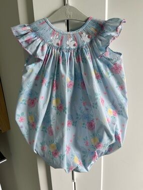 Bunny Smocked Turquoise Angel Sleeve Bubble